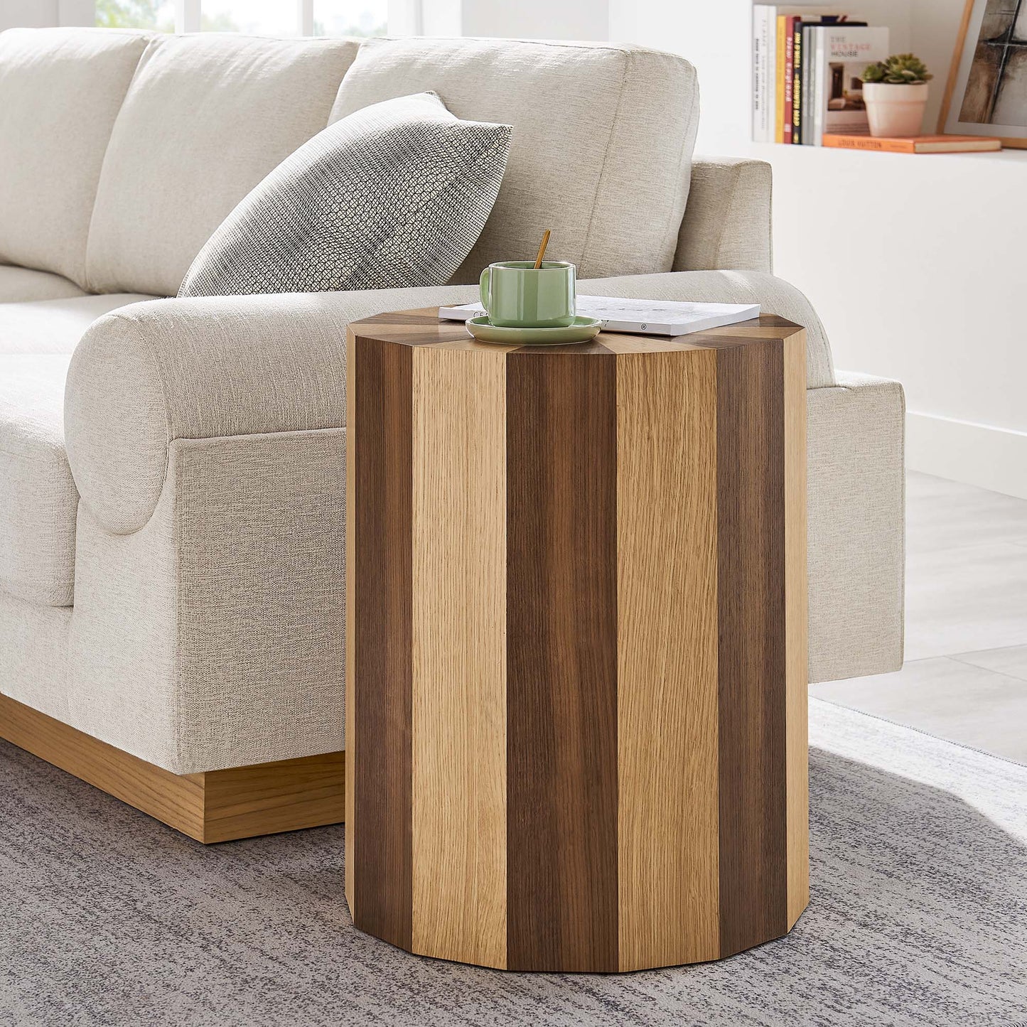 Modway - Twirl Two-Toned Wood Veneer Side Table by Modway  Living Room Tables Brown - EEI-6952-OAK-WAL