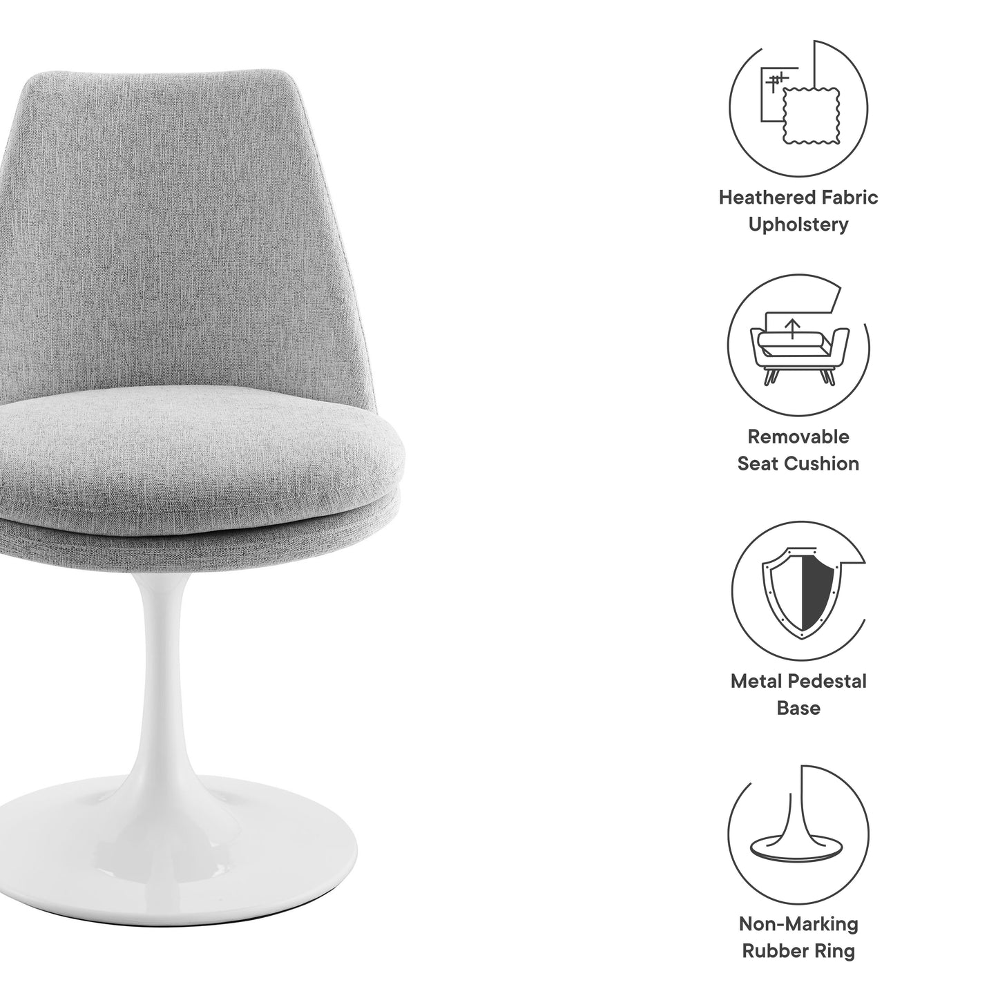 Modway Outlet Lippa Swivel Dining Upholstered Side Chair by Modway  Bar and Dining Furniture White Light Gray - EEI-6953-WHI-HLG