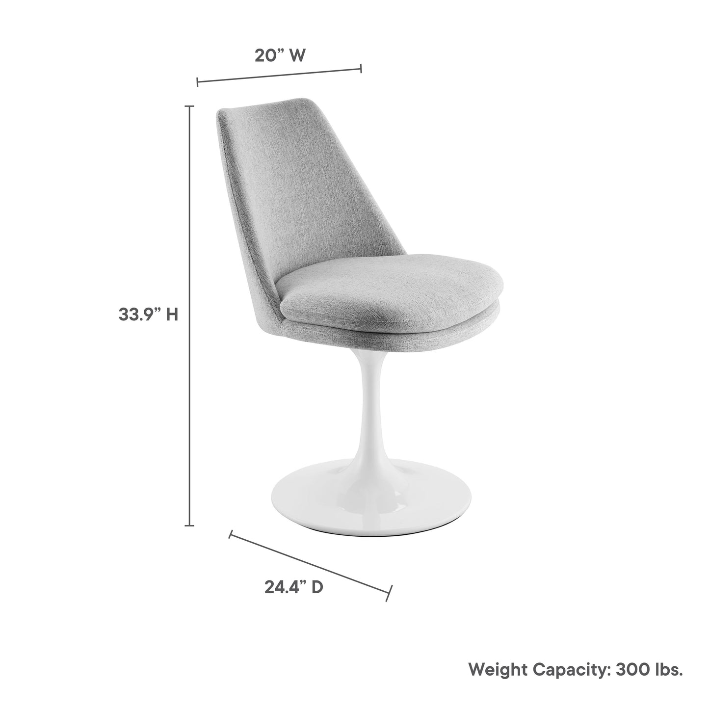 Modway Outlet Lippa Swivel Dining Upholstered Side Chair by Modway  Bar and Dining Furniture White Light Gray - EEI-6953-WHI-HLG