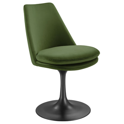Modway Outlet Lippa Swivel Dining Performance Velvet Side Chair by Modway  Bar and Dining Furniture Black Moss Green - EEI-6954-BLK-MOG