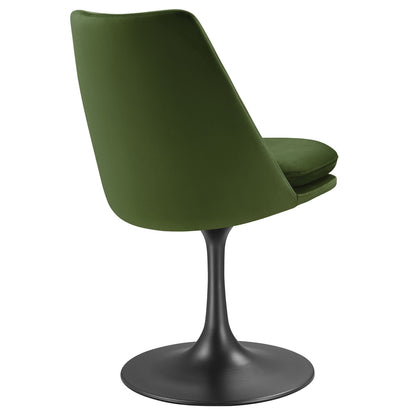 Modway Outlet Lippa Swivel Dining Performance Velvet Side Chair by Modway  Bar and Dining Furniture Black Moss Green - EEI-6954-BLK-MOG