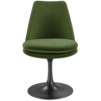Modway Outlet Lippa Swivel Dining Performance Velvet Side Chair by Modway  Bar and Dining Furniture Black Moss Green - EEI-6954-BLK-MOG