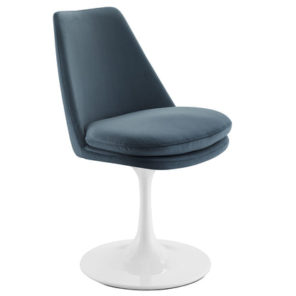Modway Outlet Lippa Swivel Dining Performance Velvet Side Chair by Modway  Bar and Dining Furniture White Cadet Blue - EEI-6954-WHI-CAB