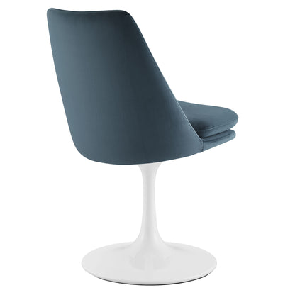 Modway Outlet Lippa Swivel Dining Performance Velvet Side Chair by Modway  Bar and Dining Furniture White Cadet Blue - EEI-6954-WHI-CAB