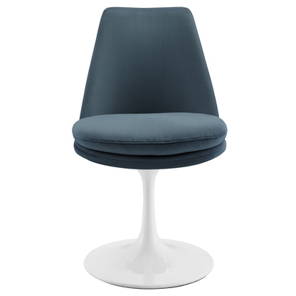 Modway Outlet Lippa Swivel Dining Performance Velvet Side Chair by Modway  Bar and Dining Furniture White Cadet Blue - EEI-6954-WHI-CAB