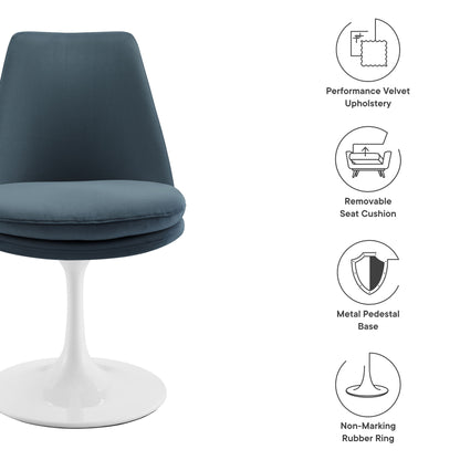 Modway Outlet Lippa Swivel Dining Performance Velvet Side Chair by Modway  Bar and Dining Furniture White Cadet Blue - EEI-6954-WHI-CAB