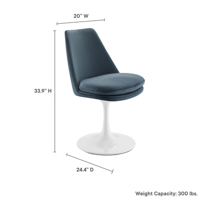 Modway Outlet Lippa Swivel Dining Performance Velvet Side Chair by Modway  Bar and Dining Furniture White Cadet Blue - EEI-6954-WHI-CAB