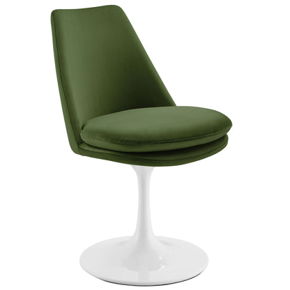 Modway Outlet Lippa Swivel Dining Performance Velvet Side Chair by Modway  Bar and Dining Furniture White Moss Green - EEI-6954-WHI-MOG