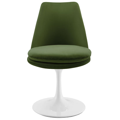 Modway Outlet Lippa Swivel Dining Performance Velvet Side Chair by Modway  Bar and Dining Furniture White Moss Green - EEI-6954-WHI-MOG