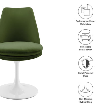 Modway Outlet Lippa Swivel Dining Performance Velvet Side Chair by Modway  Bar and Dining Furniture White Moss Green - EEI-6954-WHI-MOG