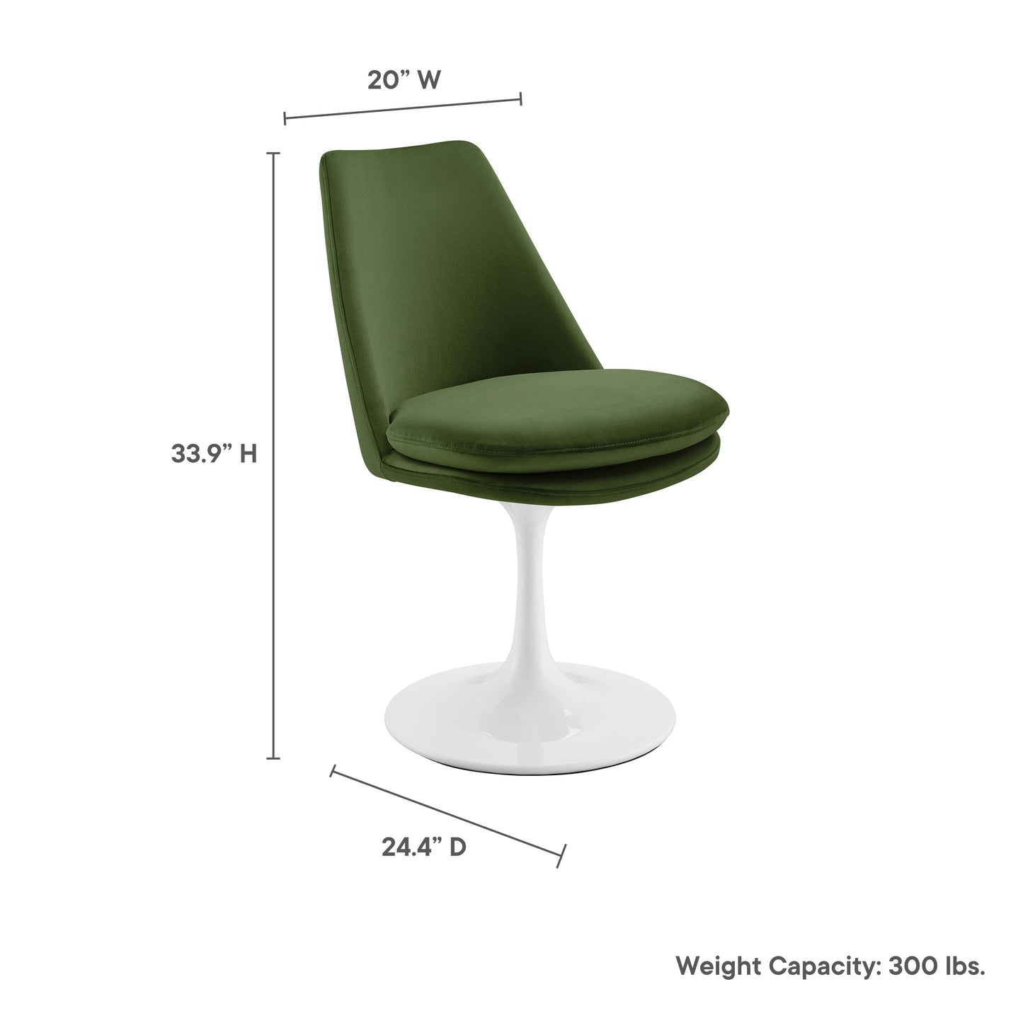 Modway Outlet Lippa Swivel Dining Performance Velvet Side Chair by Modway  Bar and Dining Furniture White Moss Green - EEI-6954-WHI-MOG