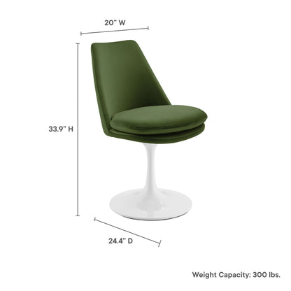 Modway Outlet Lippa Swivel Dining Performance Velvet Side Chair by Modway  Bar and Dining Furniture White Moss Green - EEI-6954-WHI-MOG