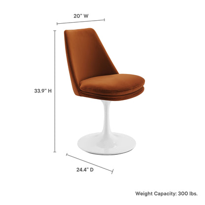 Modway Outlet Lippa Swivel Dining Performance Velvet Side Chair by Modway  Bar and Dining Furniture White Rust - EEI-6954-WHI-RUS