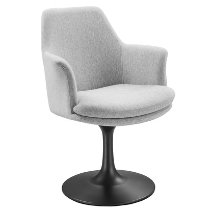 Modway Outlet Lippa Swivel Dining Upholstered Armchair by Modway  Bar and Dining Furniture Black Light Gray - EEI-6956-BLK-HLG