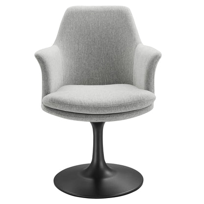 Modway Outlet Lippa Swivel Dining Upholstered Armchair by Modway  Bar and Dining Furniture Black Light Gray - EEI-6956-BLK-HLG