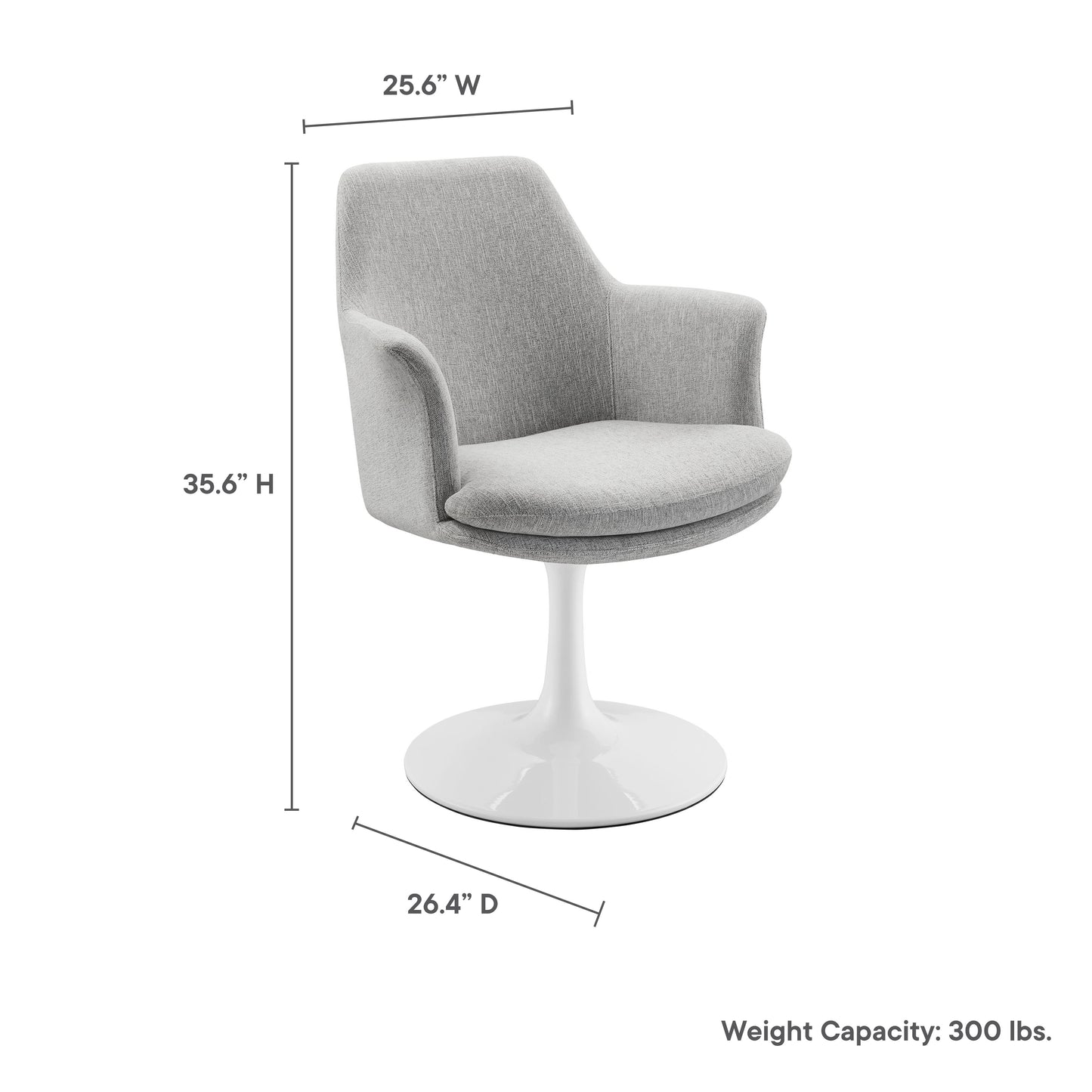 Modway Outlet Lippa Swivel Dining Upholstered Armchair by Modway  Bar and Dining Furniture White Light Gray - EEI-6956-WHI-HLG