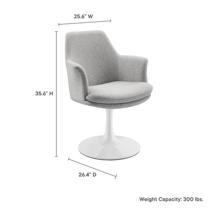 Modway Outlet Lippa Swivel Dining Upholstered Armchair by Modway  Bar and Dining Furniture White Light Gray - EEI-6956-WHI-HLG