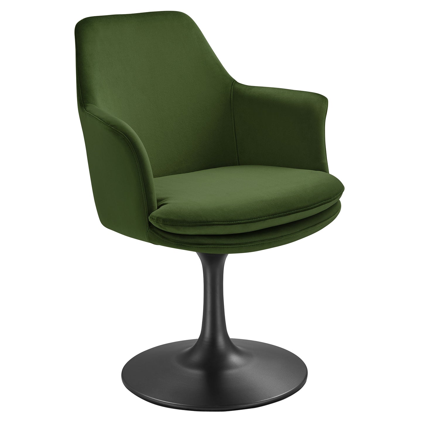 Modway Outlet Lippa Swivel Dining Performance Velvet Armchair by Modway  Bar and Dining Furniture Black Moss Green - EEI-6957-BLK-MOG