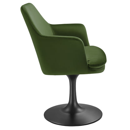 Modway Outlet Lippa Swivel Dining Performance Velvet Armchair by Modway  Bar and Dining Furniture Black Moss Green - EEI-6957-BLK-MOG