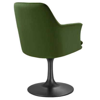 Modway Outlet Lippa Swivel Dining Performance Velvet Armchair by Modway  Bar and Dining Furniture Black Moss Green - EEI-6957-BLK-MOG