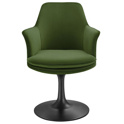 Modway Outlet Lippa Swivel Dining Performance Velvet Armchair by Modway  Bar and Dining Furniture Black Moss Green - EEI-6957-BLK-MOG
