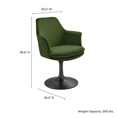 Modway Outlet Lippa Swivel Dining Performance Velvet Armchair by Modway  Bar and Dining Furniture Black Moss Green - EEI-6957-BLK-MOG