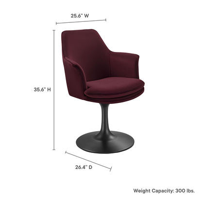 Modway Outlet Lippa Swivel Dining Performance Velvet Armchair by Modway  Bar and Dining Furniture Black Mulberry - EEI-6957-BLK-MUL