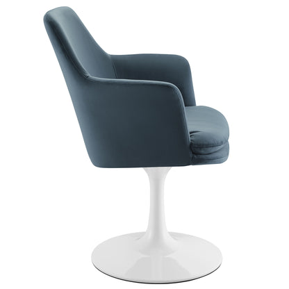 Modway Outlet Lippa Swivel Dining Performance Velvet Armchair by Modway  Bar and Dining Furniture White Cadet Blue - EEI-6957-WHI-CAB