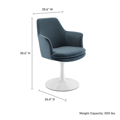Modway Outlet Lippa Swivel Dining Performance Velvet Armchair by Modway  Bar and Dining Furniture White Cadet Blue - EEI-6957-WHI-CAB