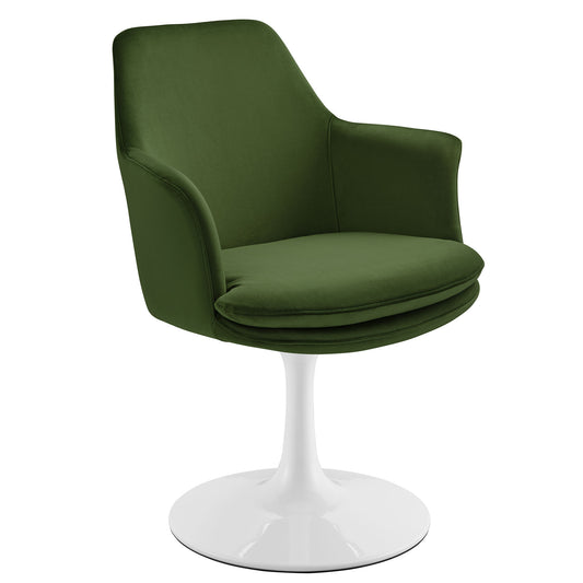 Modway Outlet Lippa Swivel Dining Performance Velvet Armchair by Modway  Bar and Dining Furniture White Moss Green - EEI-6957-WHI-MOG