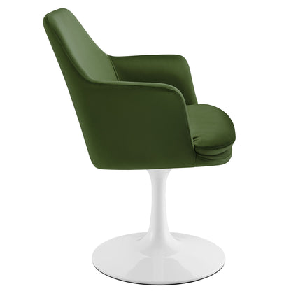 Modway Outlet Lippa Swivel Dining Performance Velvet Armchair by Modway  Bar and Dining Furniture White Moss Green - EEI-6957-WHI-MOG
