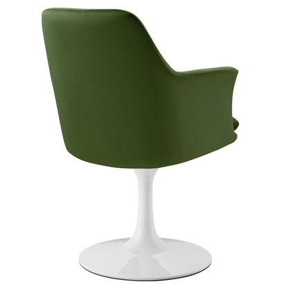 Modway Outlet Lippa Swivel Dining Performance Velvet Armchair by Modway  Bar and Dining Furniture White Moss Green - EEI-6957-WHI-MOG
