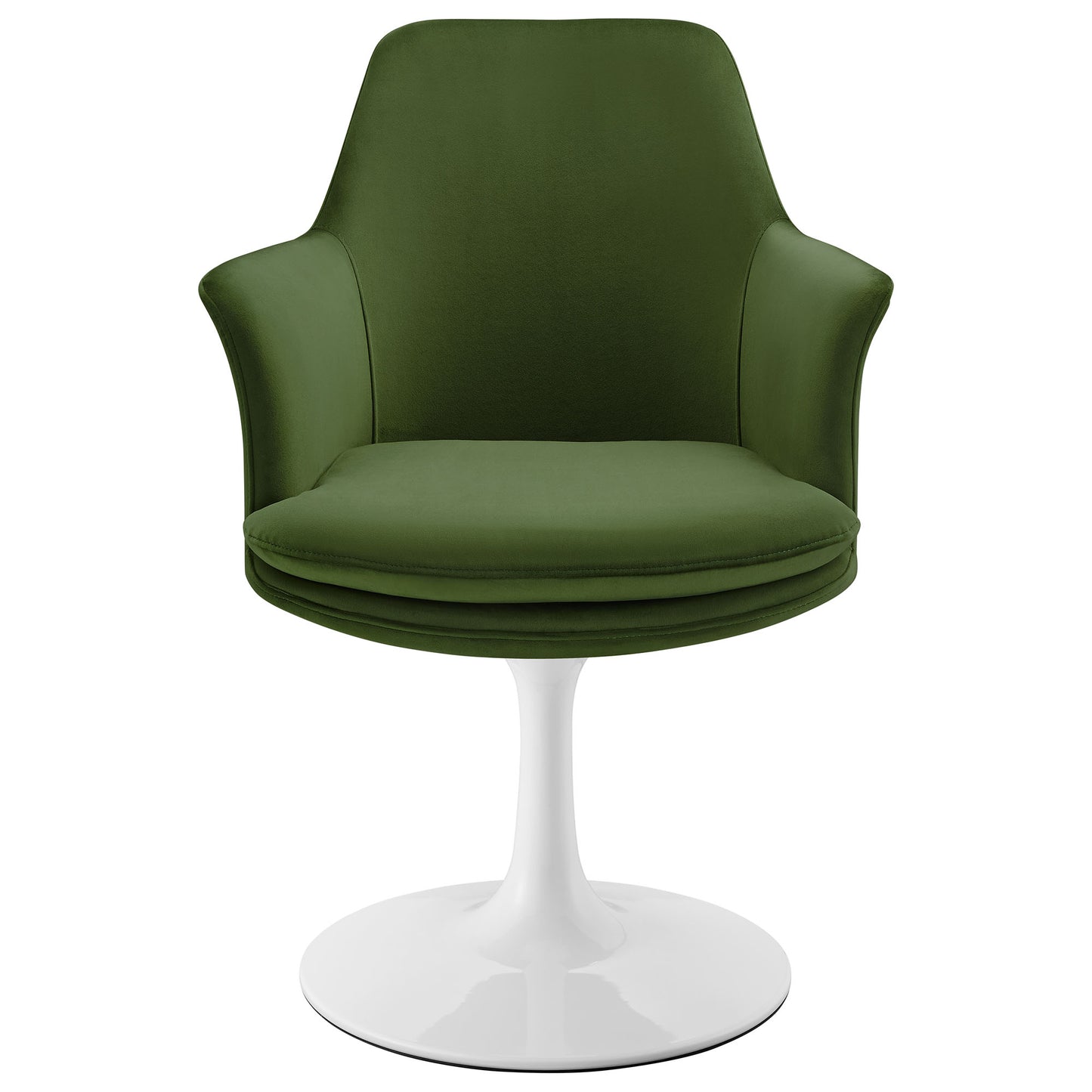 Modway Outlet Lippa Swivel Dining Performance Velvet Armchair by Modway  Bar and Dining Furniture White Moss Green - EEI-6957-WHI-MOG