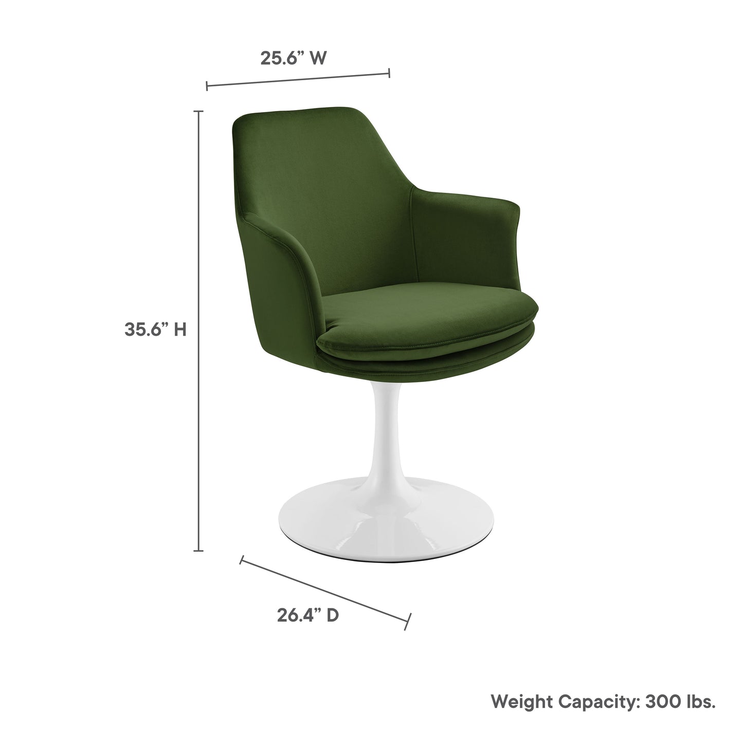 Modway Outlet Lippa Swivel Dining Performance Velvet Armchair by Modway  Bar and Dining Furniture White Moss Green - EEI-6957-WHI-MOG
