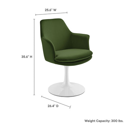 Modway Outlet Lippa Swivel Dining Performance Velvet Armchair by Modway  Bar and Dining Furniture White Moss Green - EEI-6957-WHI-MOG