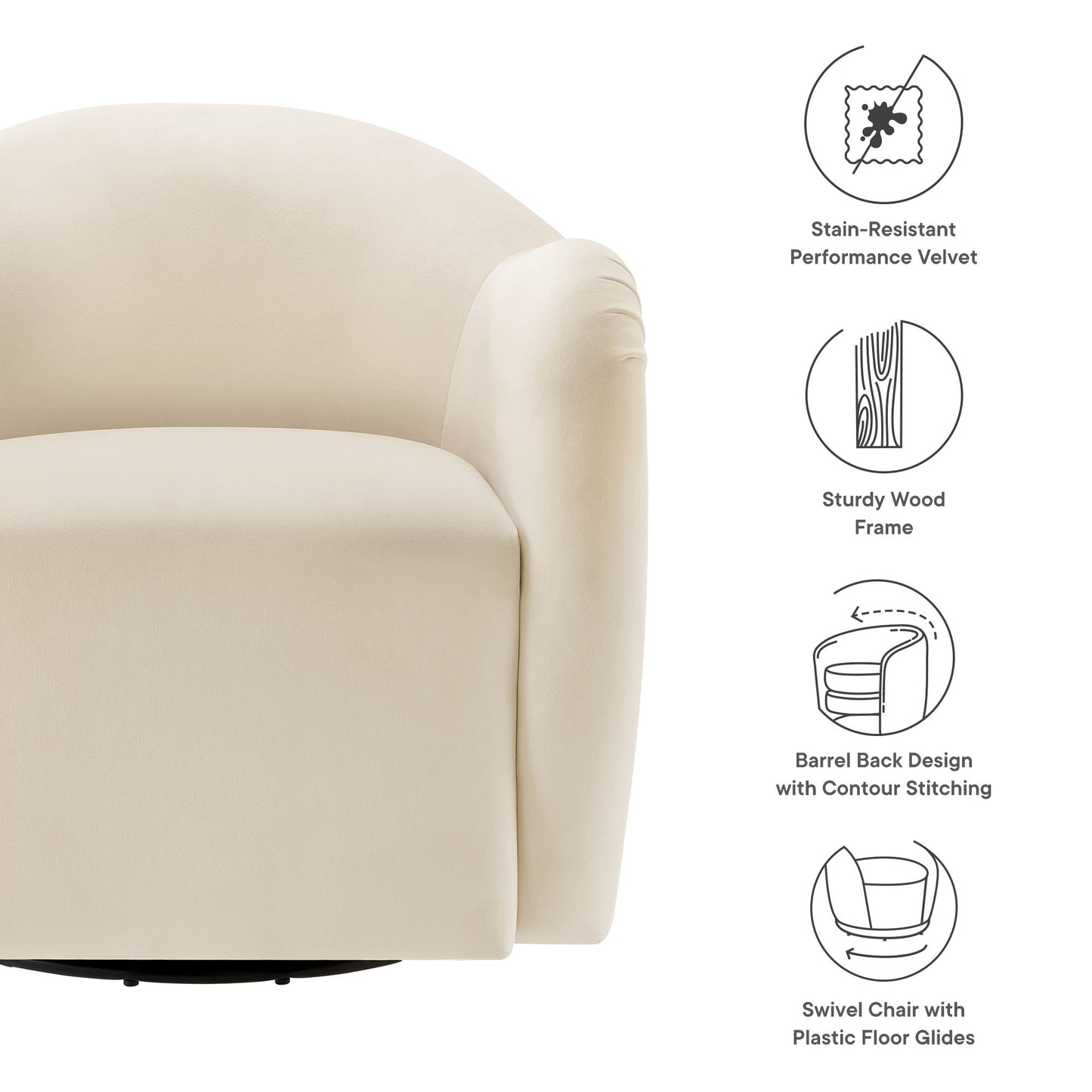 Modway - Compose Performance Velvet Swivel Armchair by Modway  Living Room Sofas and Armchairs White - EEI-6959-ALA