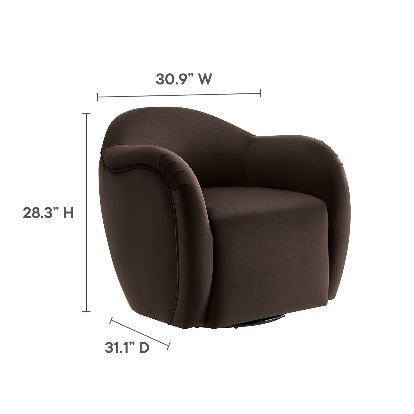 Modway - Compose Performance Velvet Swivel Armchair by Modway  Living Room Sofas and Armchairs Brown - EEI-6959-CHB