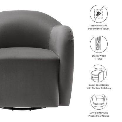 Modway - Compose Performance Velvet Swivel Armchair by Modway  Living Room Sofas and Armchairs Gray - EEI-6959-STG
