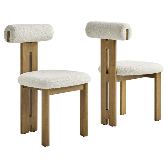Modway - Torian Boucle Fabric Dining Chair Set of 2 by Modway  Bar and Dining Dining Chairs White - EEI-6960-FRO-IVO