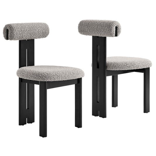 Modway - Torian Boucle Fabric Dining Chair Set of 2 by Modway  Bar and Dining Dining Chairs Brown - EEI-6960-WEN-TAU