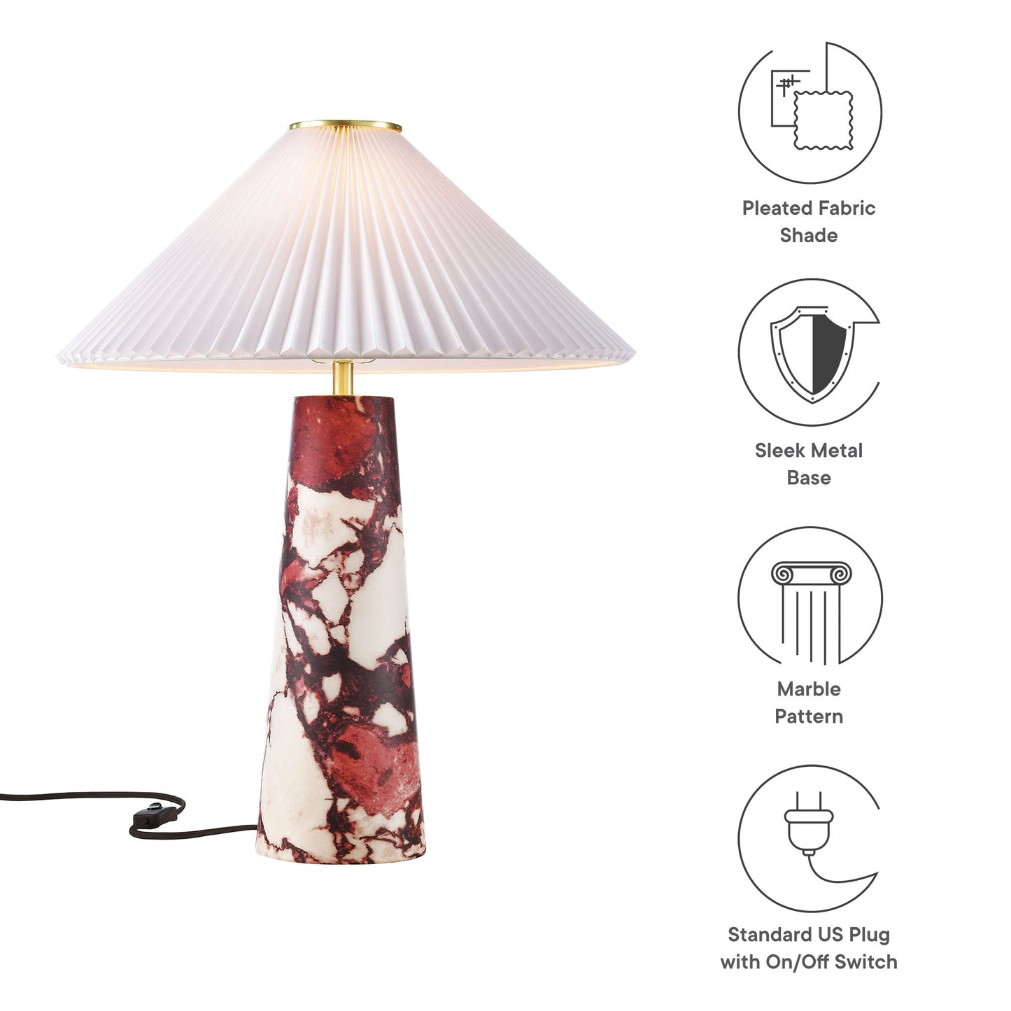 Modway - Nera Marble Table Lamp by Modway  Lighting Table Lamps Red - EEI-6963-RED