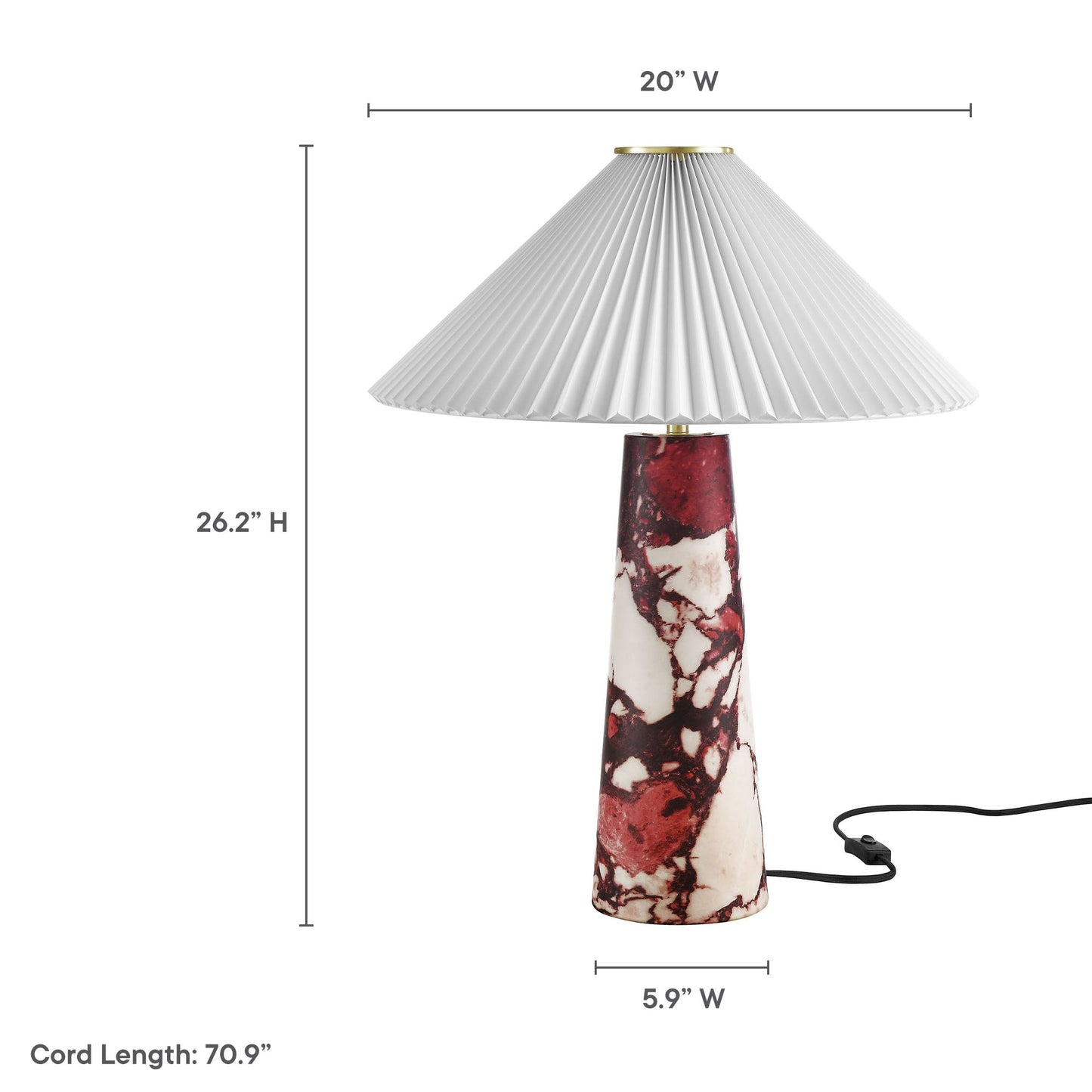 Modway - Nera Marble Table Lamp by Modway  Lighting Table Lamps Red - EEI-6963-RED