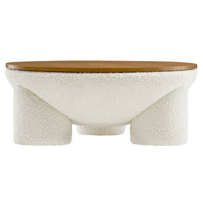 Modway - Tridome Round Boucle Upholstered Storage Coffee Table by Modway  Living Room Tables White - EEI-6964-NAT-IVO