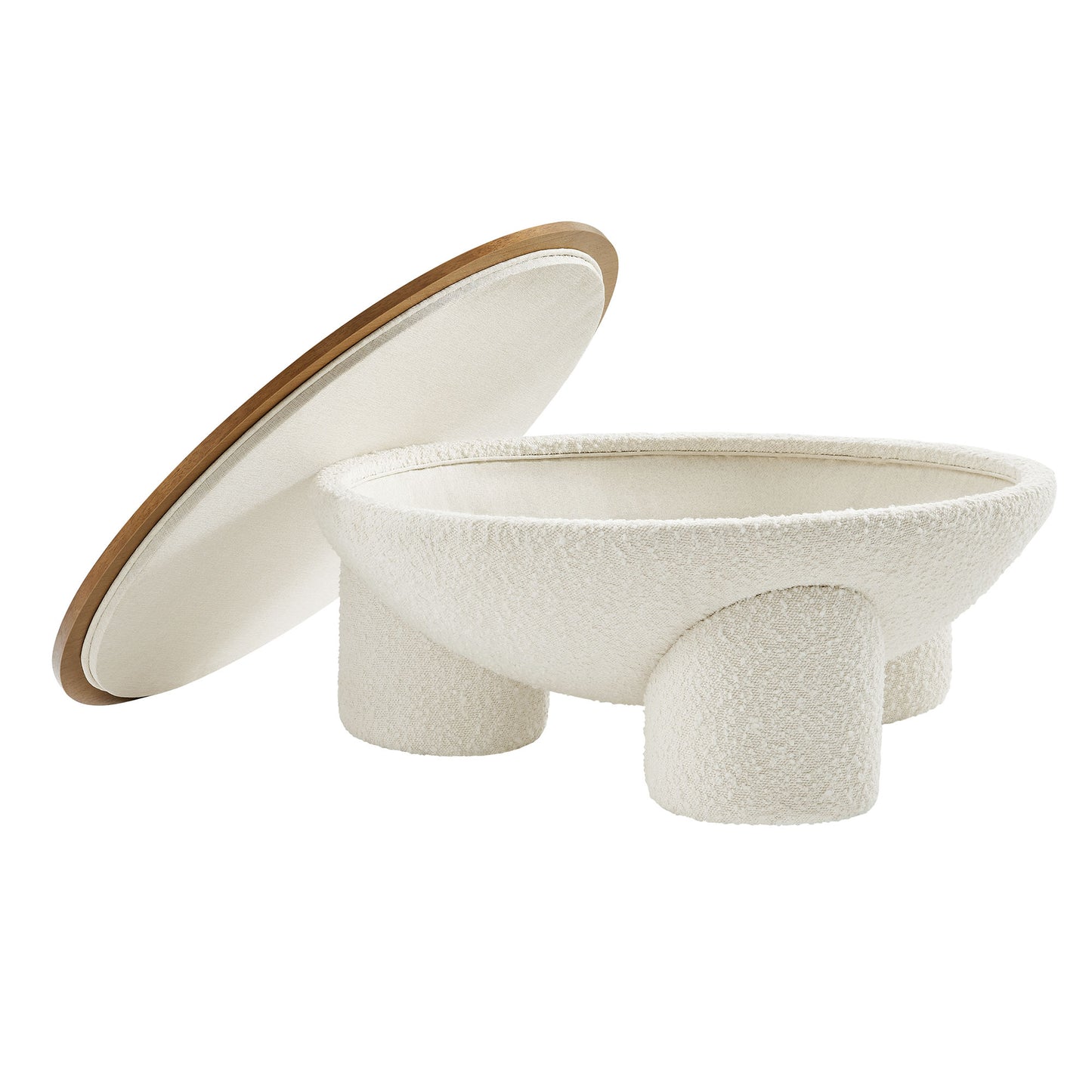 Modway - Tridome Round Boucle Upholstered Storage Coffee Table by Modway  Living Room Tables White - EEI-6964-NAT-IVO