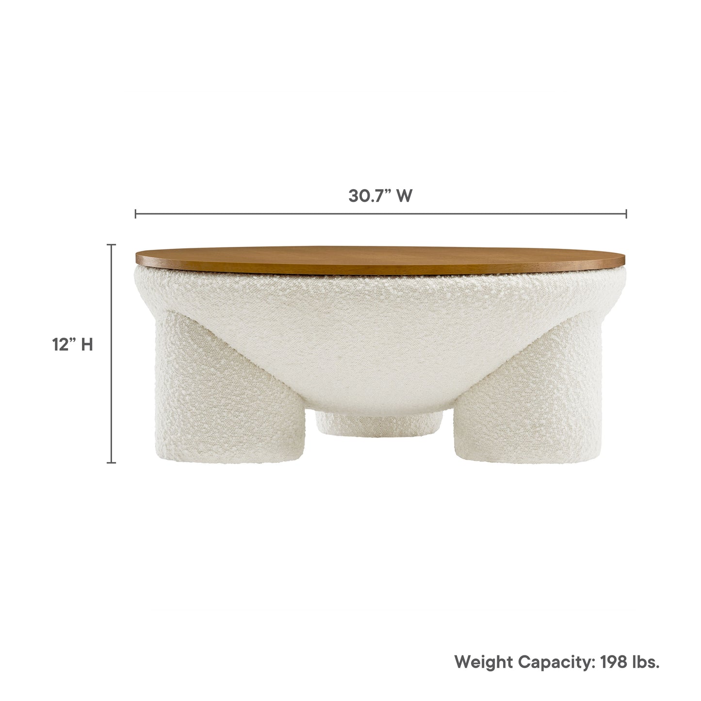 Modway - Tridome Round Boucle Upholstered Storage Coffee Table by Modway  Living Room Tables White - EEI-6964-NAT-IVO