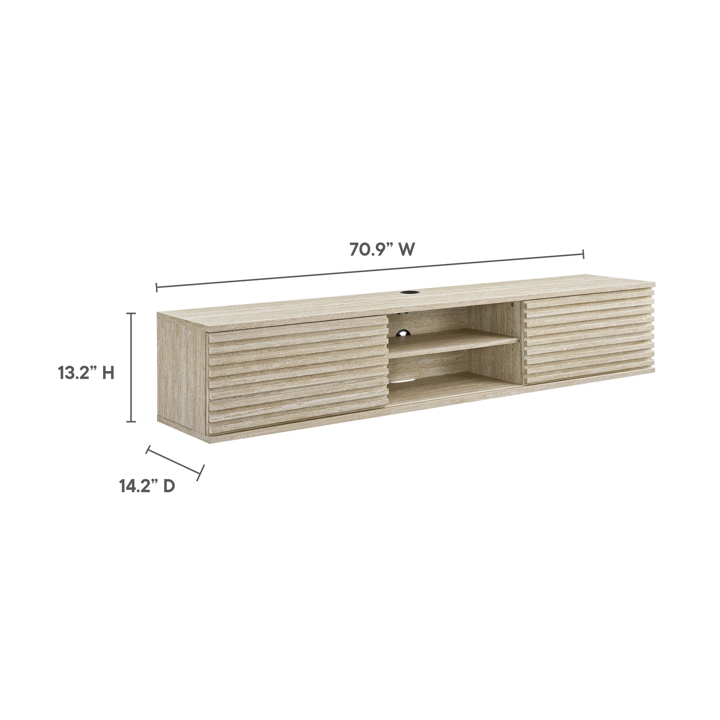 Modway - Render 70" Faux Travertine Wall-Mount Media Console TV Stand by Modway  Living Room Decor Brown - EEI-6965-TRA