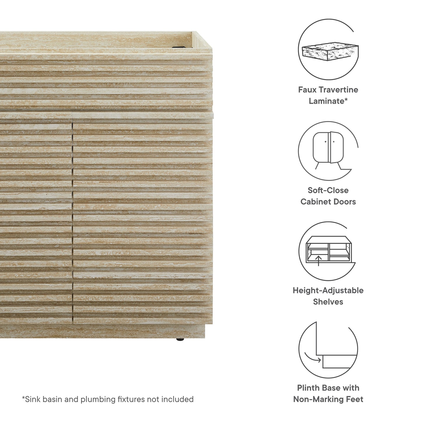 Modway - Render 30" Faux Travertine Bathroom Vanity Cabinet (Sink Not Included) by Modway  Bathroom Vanities Brown - EEI-6968-TRA