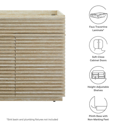 Modway - Render 36" Faux Travertine Bathroom Vanity Cabinet (Sink Not Included) by Modway  Bathroom Vanities Brown - EEI-6969-TRA