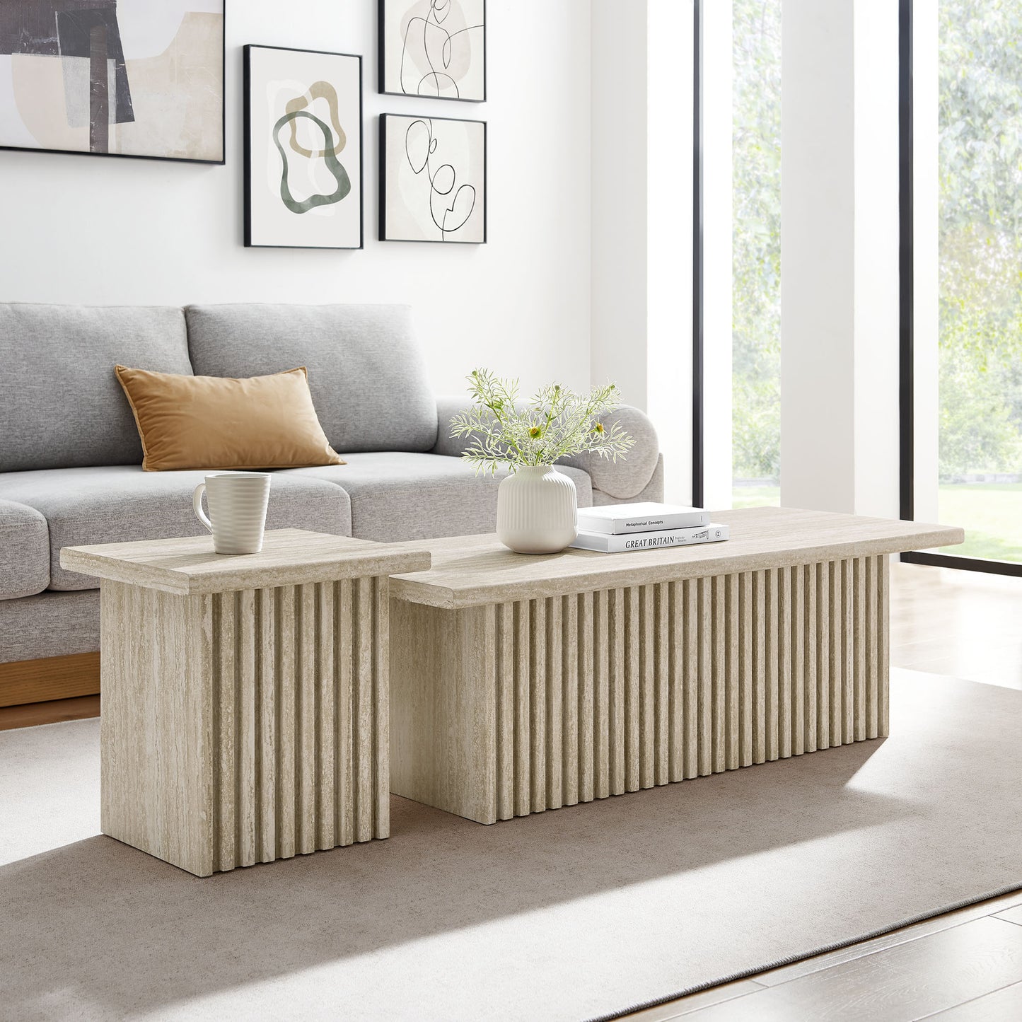 Modway - Render Nesting Coffee Tables Set of 2 by Modway  Living Room Tables Brown - EEI-6970-TRA