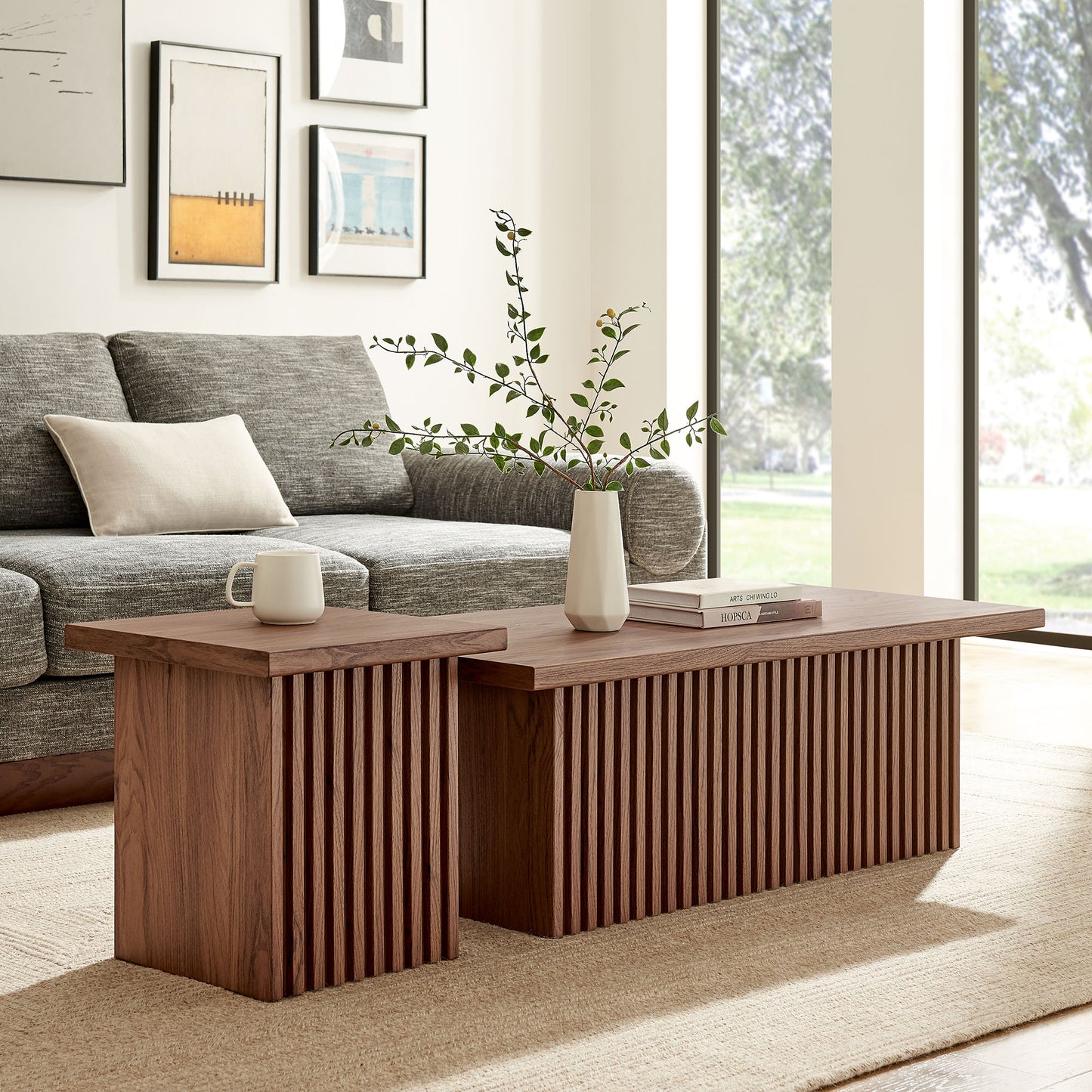 Modway - Render Nesting Coffee Tables Set of 2 by Modway Living Room Tables Walnut - EEI-6970-WAL
